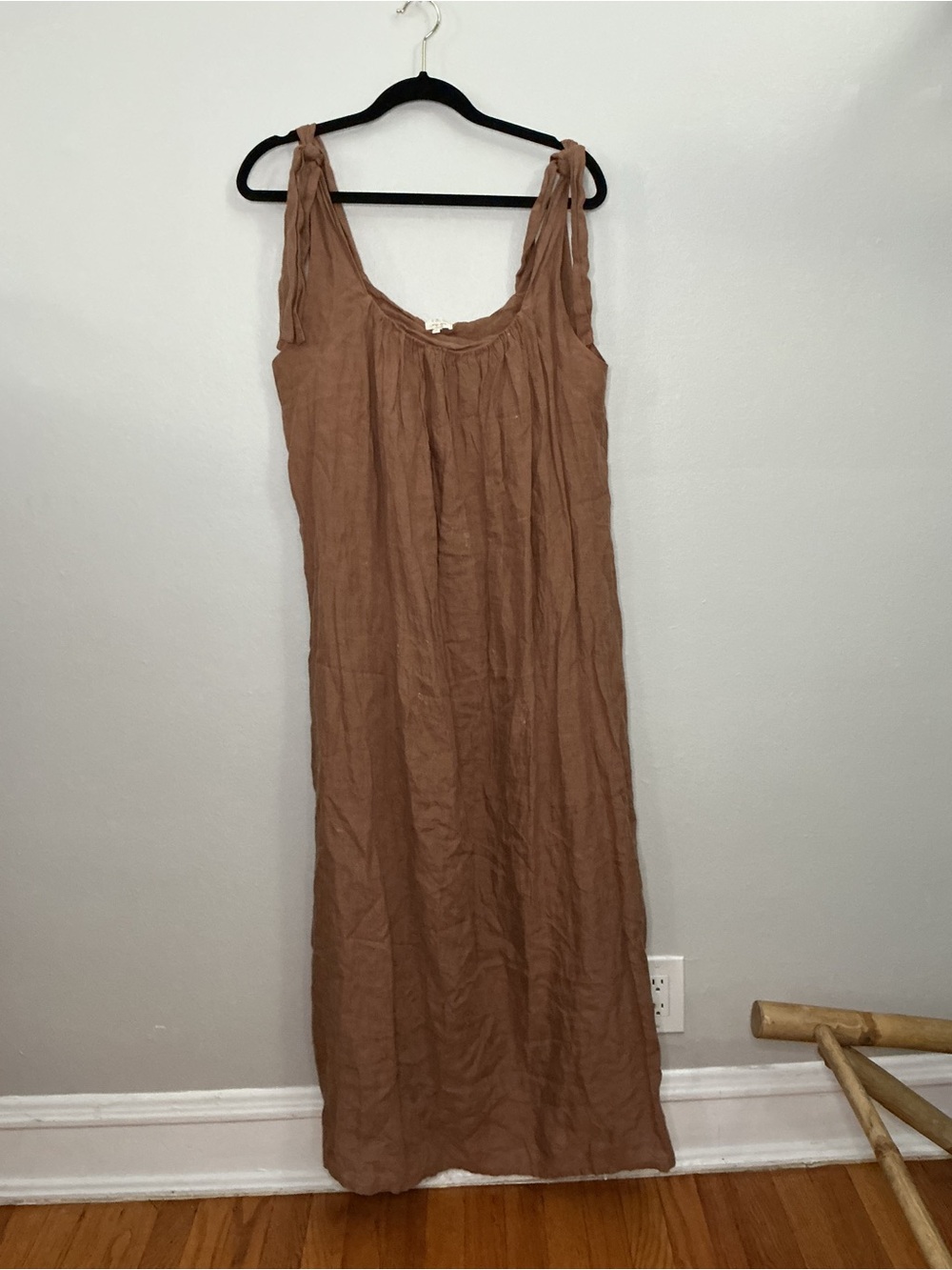 The Simple Folk 100% Organic Linen Jenni Kayne Iris Shoulder Tie Maxi Dress